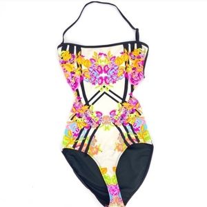 River Island floral cutout bathing suit